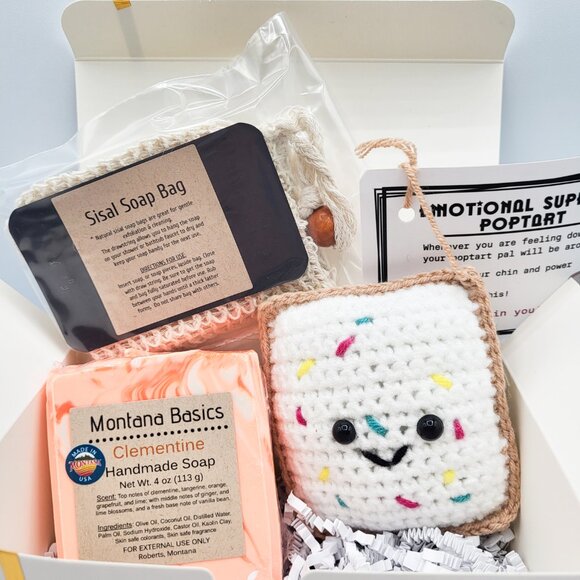 Hand Crafted Other - "I Care" Box - Clementine Soap, Soap Bag, Crochet Friend